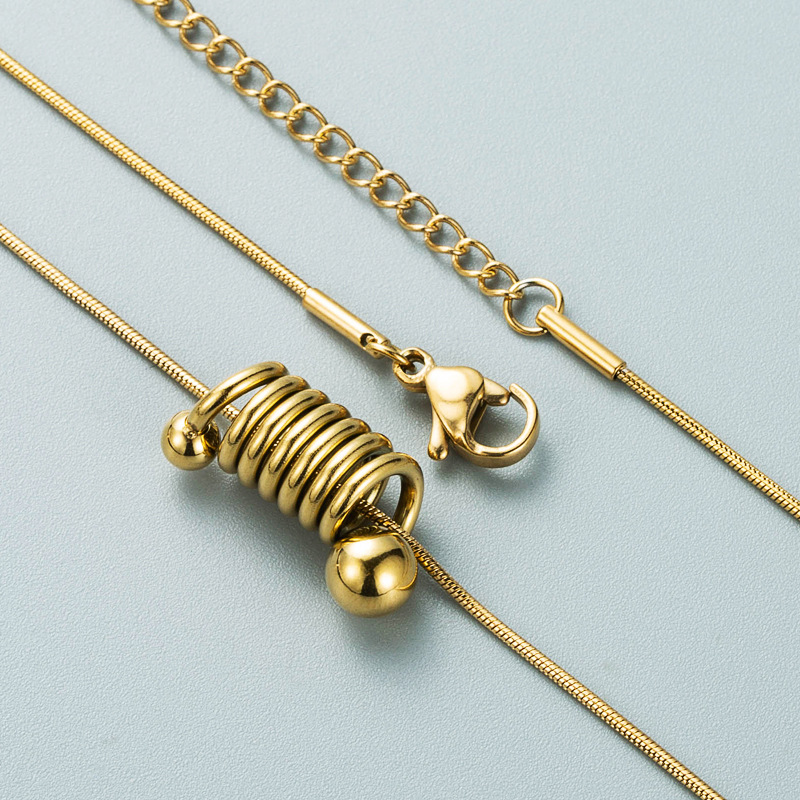 Spiral spring clavicle chain 18K gold titanium steel temperament necklacepicture5