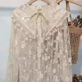 桔衣梓2026春季女装上衣衬衫娃娃领蕾丝时尚学院风休闲日系清新