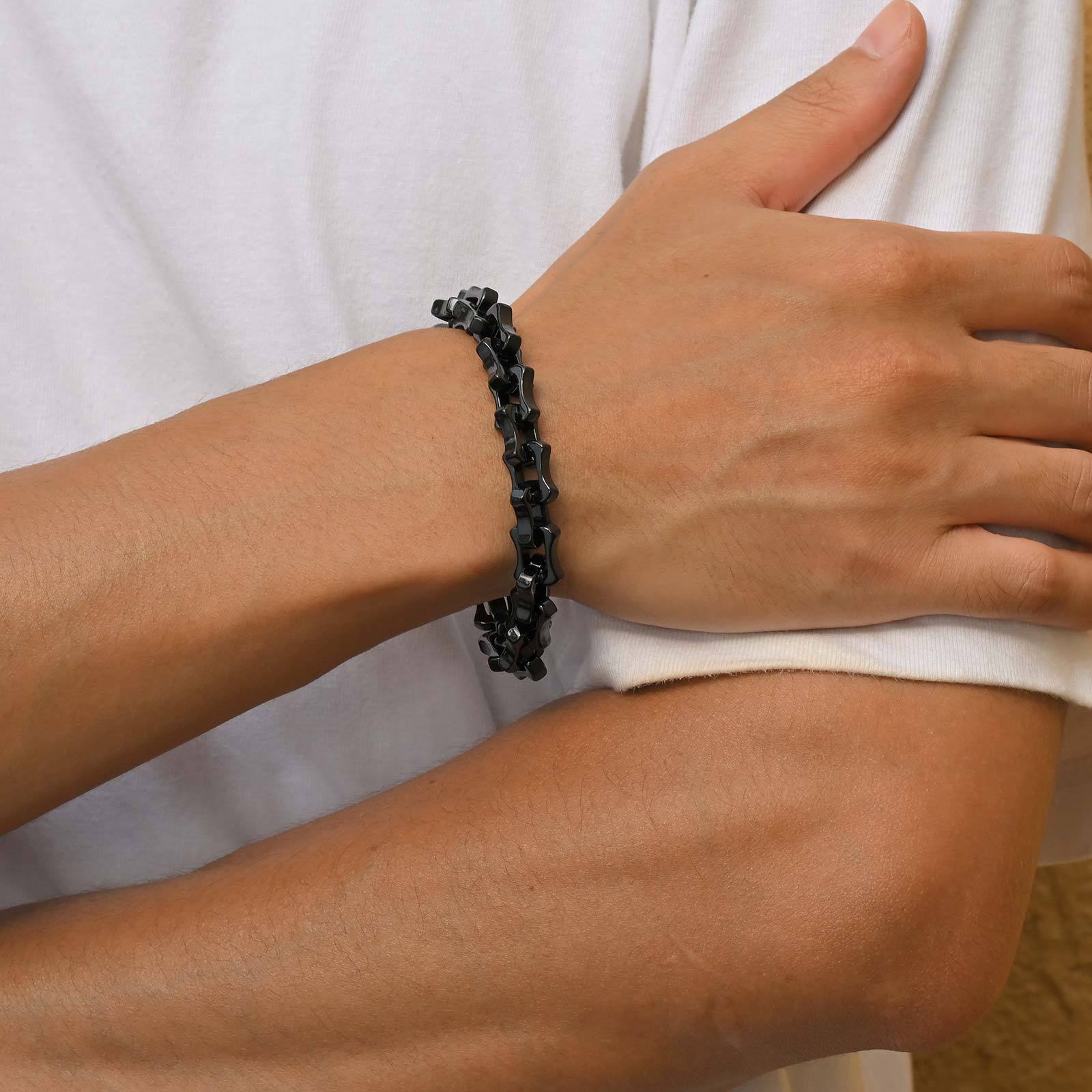 Chunky Stainless Steel Bracelet For Men Motorcycle Style Link_voghion.com