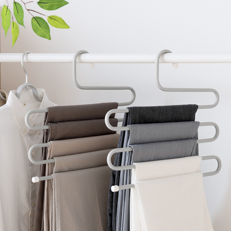 Nachuan thickening Metal Use Magic Trouser stand household wardrobe multi-storey Trouser clip S-type clothes trousers Storage rack