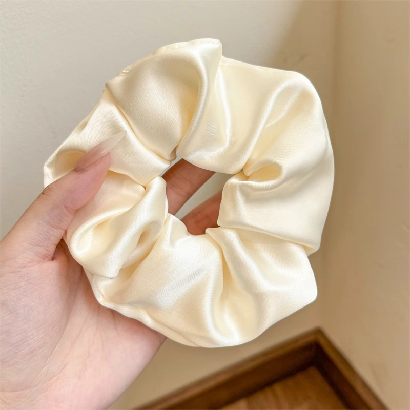 Accesorio para el cabello de estilo francés para mujer, pañuelo cuadrado simple, coletero de gran tamaño con ribete de encaje.