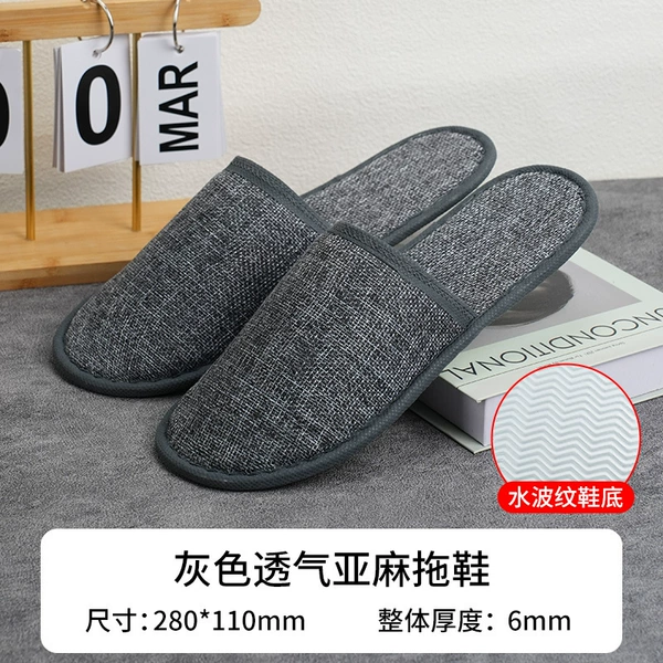 Gray-linen water ripple slippers 6mm