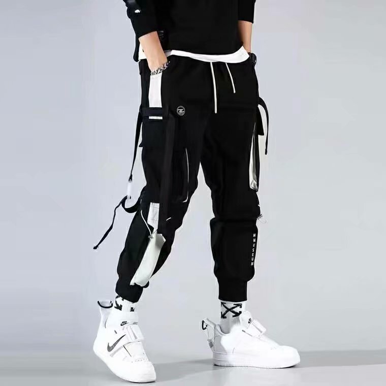 Multi-pocket overalls men's spring streamer functional handsome pants cross-border Korean-style loose casual pants Multi-pocket overalls men's spring streamer functional handsome pants cross-border Korean-style loose casual pants