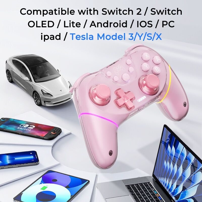 Switch Wireless Controller Pc Bluetooth Universal Game Controller Double-Sided Shell Dual Hall Rgb Light Compatible with Electric Vehicles