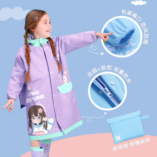 Beimeiyuan Factory EVA children's raincoat wholesale girls primary school students go to school with school bag bits baby waterproof poncho