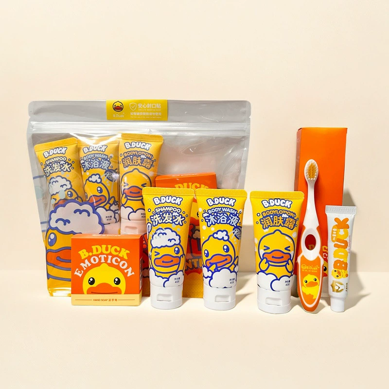 B.Duck, детский гигиенический продукт, шампунь, гель для душа, комплект, зубная щетка, портативные тапочки для путешествий, семейный стиль