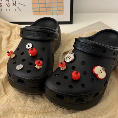 Apple, (Оптовые продажи), помада, тапочки в стиле Crocs, пряжка для обуви, съемная милая игра с едой, DIY
