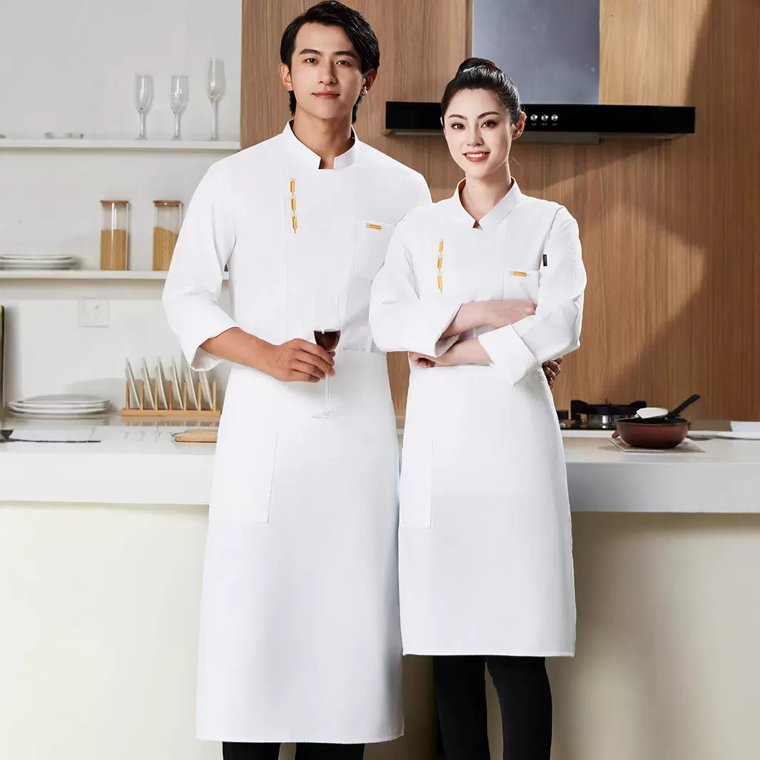长袖厨师服套装定logo制酒店食堂后厨烘焙面点餐饮工装工作服男女