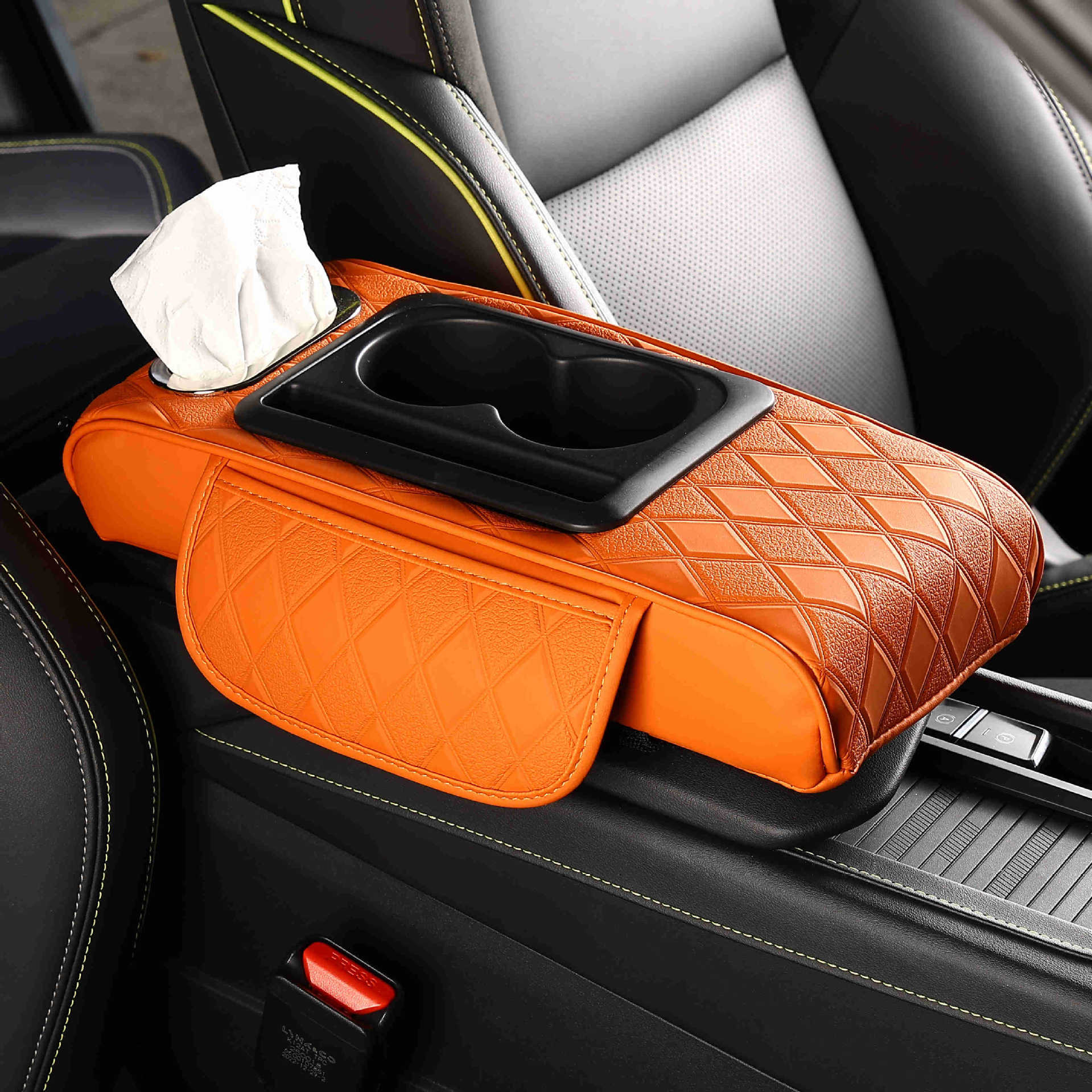 New central car armrest box pad multifunctional tissue box five-in-one increased pad elbow holder storage bag