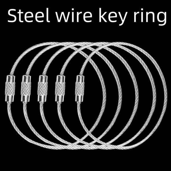 15cm 304 stainless steel wire rope key ring carabiner connection rope spot wholesale