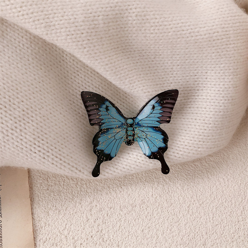 Super Fairy Retro Simulación Púrpura Azul Mariposa Clip Exquisito Flash Fino Clip de flequillo Horquilla Clip lateral Clip de pico de pato Accesorios para el cabello de todo fósforo