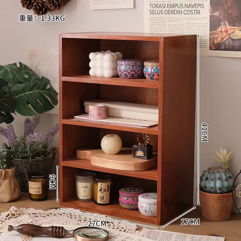 Old color-four-layer bookshelf [thickened solid wood] (packaging upgrade)