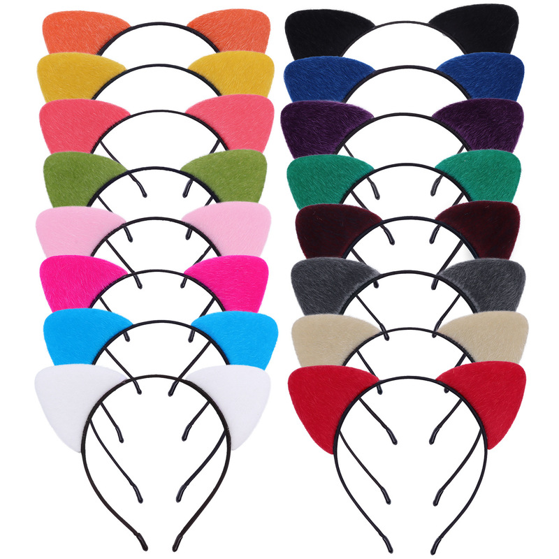 Cross-Border Horse Plush Cat Ear Headband Face Wash Hairpin Simple Super Cute Children's Hair Accessories Short Hair Hairpin Headband
