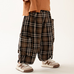 暢果童裝男童九分褲夏季新款兒童韓版寬鬆格子褲中小童薄款褲子