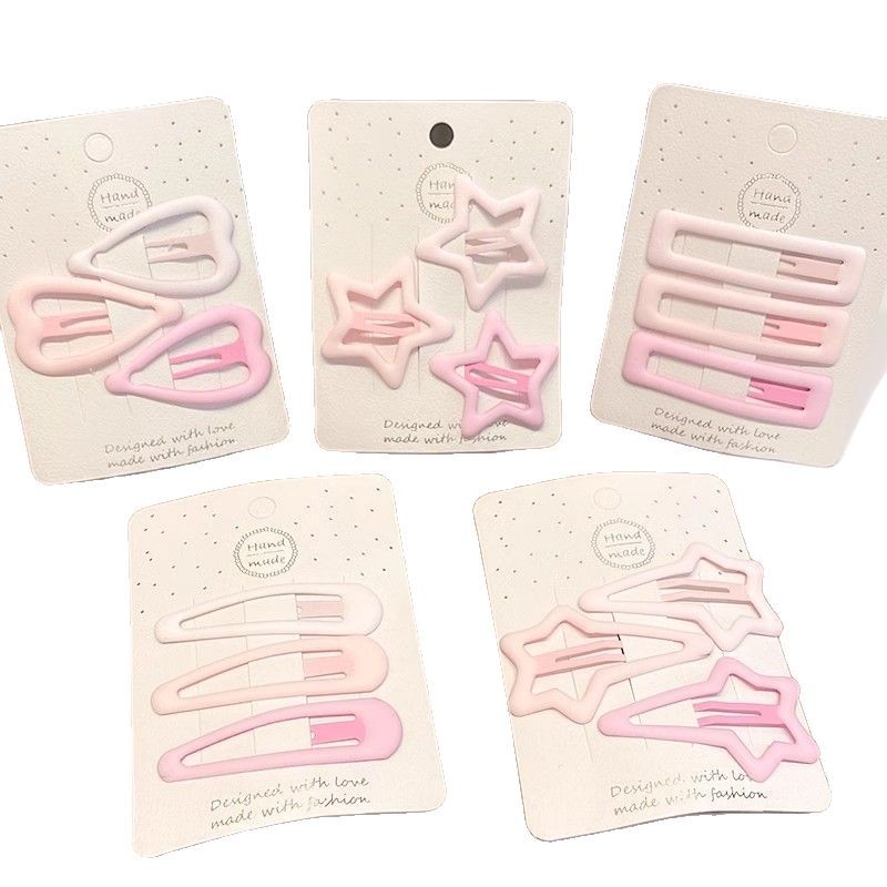 Estrellas rosadas lindas pinzas de cabello para mujeres primavera y verano pinzas de cepa laterales para niños amor BB pinzas de cabello rotas tocado