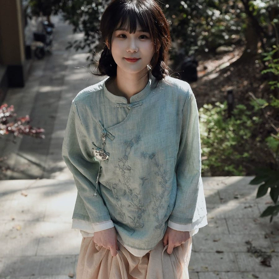 Студенческая одежда, хлопок, льна, чай и чай, Jiangfeng New China Hangfu Женская одежда Cheongsam Юбка Комплект чайного искусства