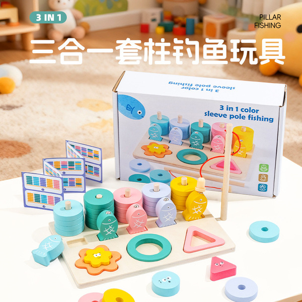 Wooden marine children's cognitive magnetic fishes for fishing