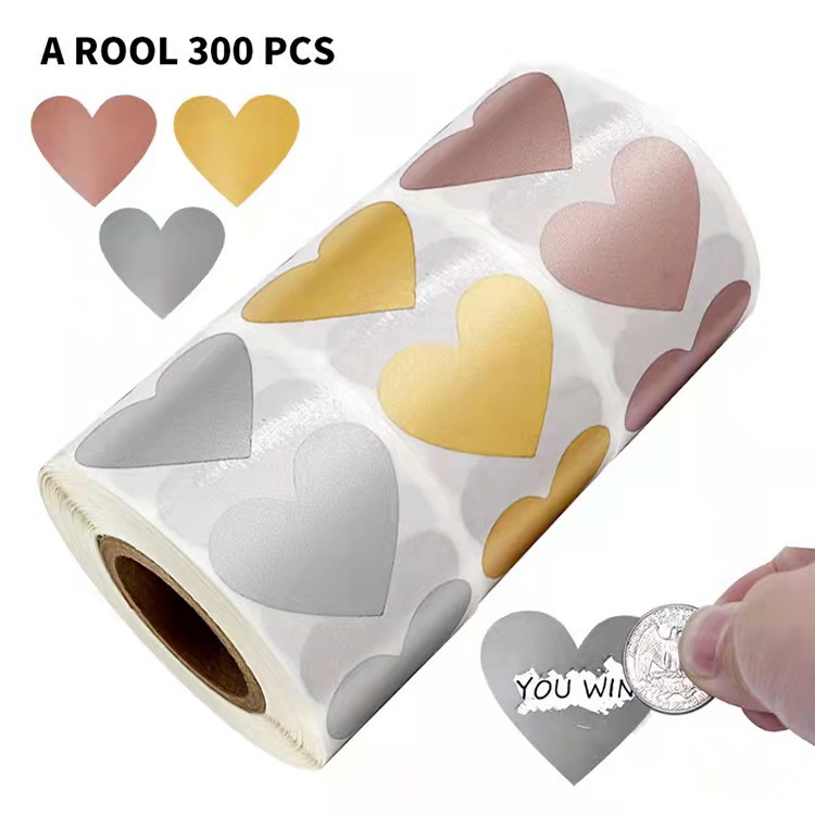 Heart Shaped Solid Color Scratch Sticker Label display picture 1