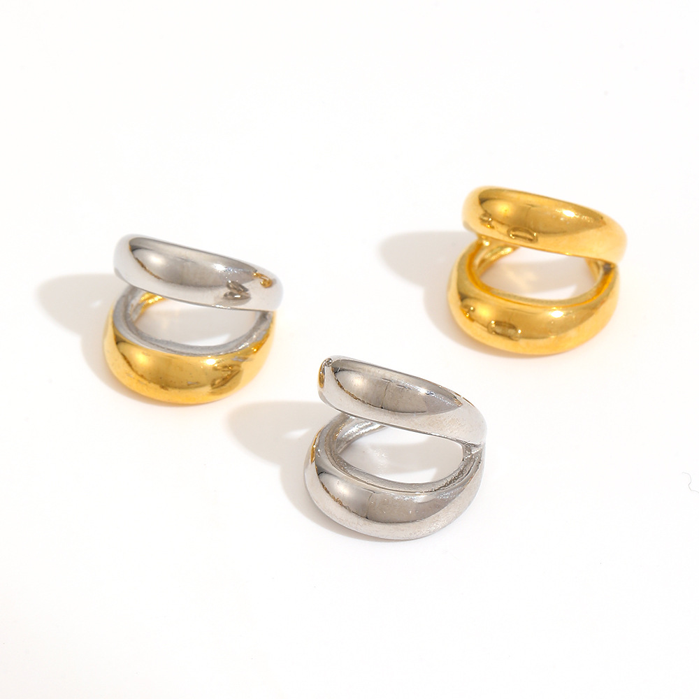 INS Wind Geometry Personality 18k Gold Acero inoxidable Earbone Earplugs Europeos y Americanos Simplificados Doble Capa Earplugs en forma de U