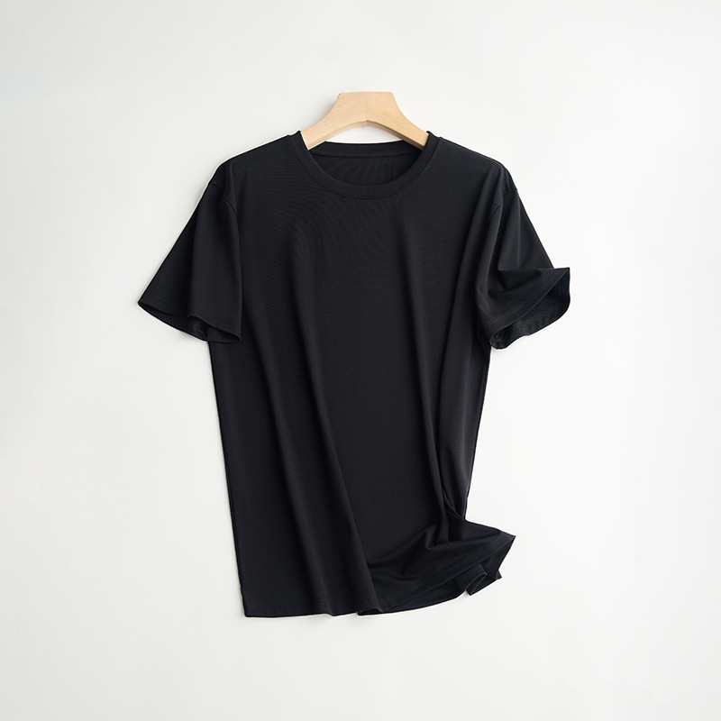 Liquid ammonia SUPIMA cotton cool-feeling acetate anti-wrinkle non-ironing short-sleeved T-shirt men's new inner loose slimming bottoming shirt