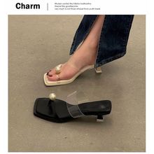 搭配穿透明不仙女鞋女韩版显高累脚风一字拖凉日常细跟高跟鞋裙子