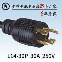 美規電源線l14-30p純銅帶鎖插頭防脫落阻燃耐低溫美標延長線