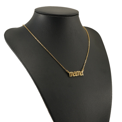 Cross-border European and American titanium steel MAMA Mother's Day gift gold stainless steel simple mother's English letter necklace for women
