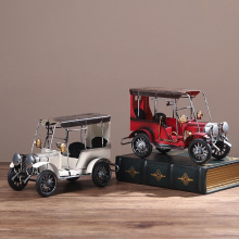 怀旧老爷车汽车模型创意桌面摆件客厅酒柜书架书柜家居装饰品铁艺