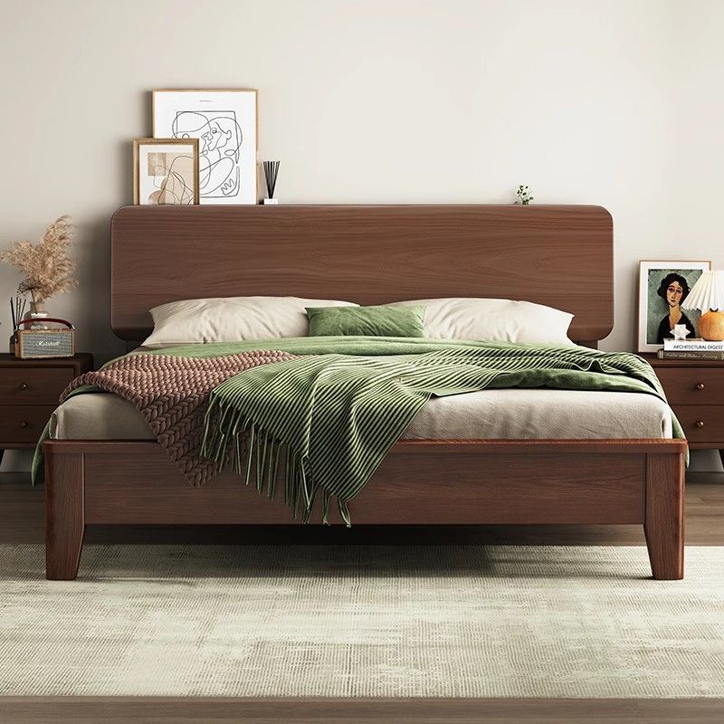 All Solid Wood Bed North American Black Walnut Double Bed Simple Master Bedroom Large Bed Bedroom Furniture All Solid Wood Bed North American Black Walnut Double Bed Simple Master Bedroom Large Bed Bedroom Furniture
