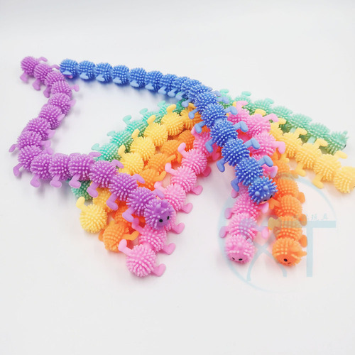 New creative and strange prank soft rubber caterpillar lala music children's decompression and decompression noodle rope toy