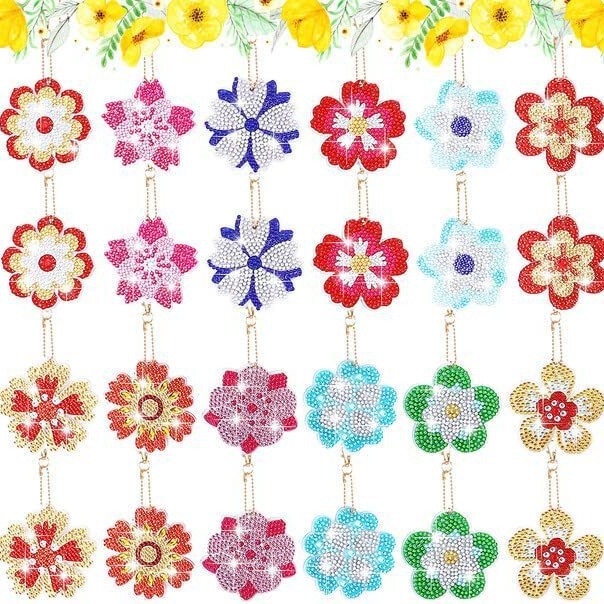5D26 Diamond Painting Keychain Diamond Art Keychain Flower Double Sided DIY Full Diamond Mosaic Key 5D26 Diamond Painting Keychain Diamond Art Keychain Flower Double Sided DIY Full Diamond Mosaic Key