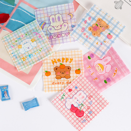 Korean cute snack ziplock bag girl heart bear biscuit candy small storage packaging bag candy bag