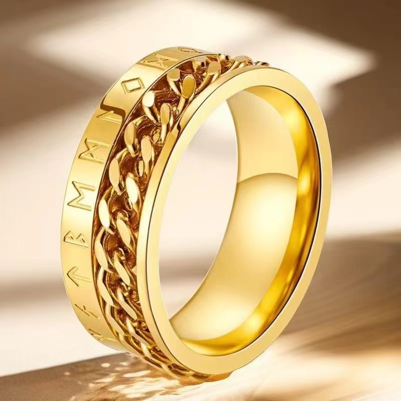 Anillo de acero inoxidable que no se desvanece ins moda masculina giratoria anillo de acero de titanio de nicho frío de los hombres liso