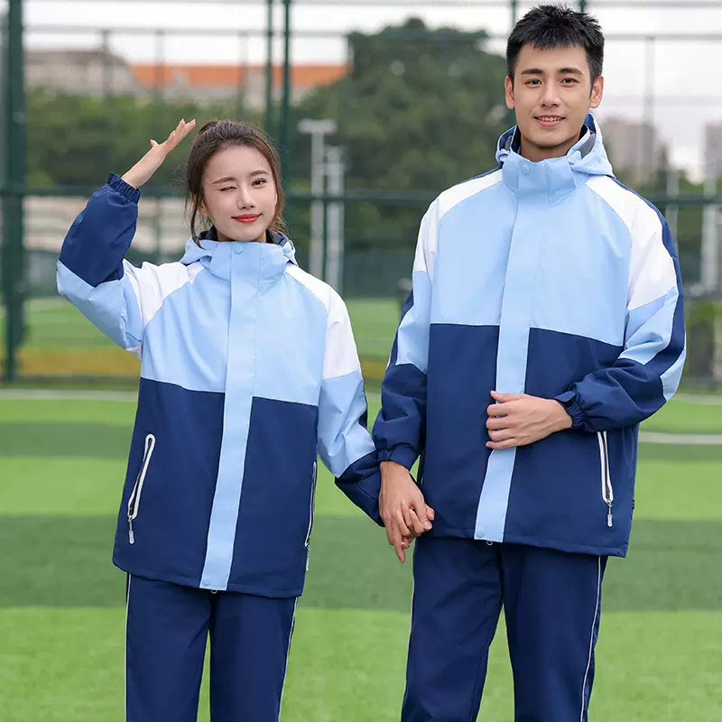 初中小学生校服冬季长袖套装三件套高中生班服男女款冲锋衣运动服