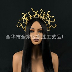 クロスボーダー热い贩売トランペット美杜莎蛇头カチューシャクラウン髪饰りハロウィーンパーティーCOS装饰ヘッドバンド