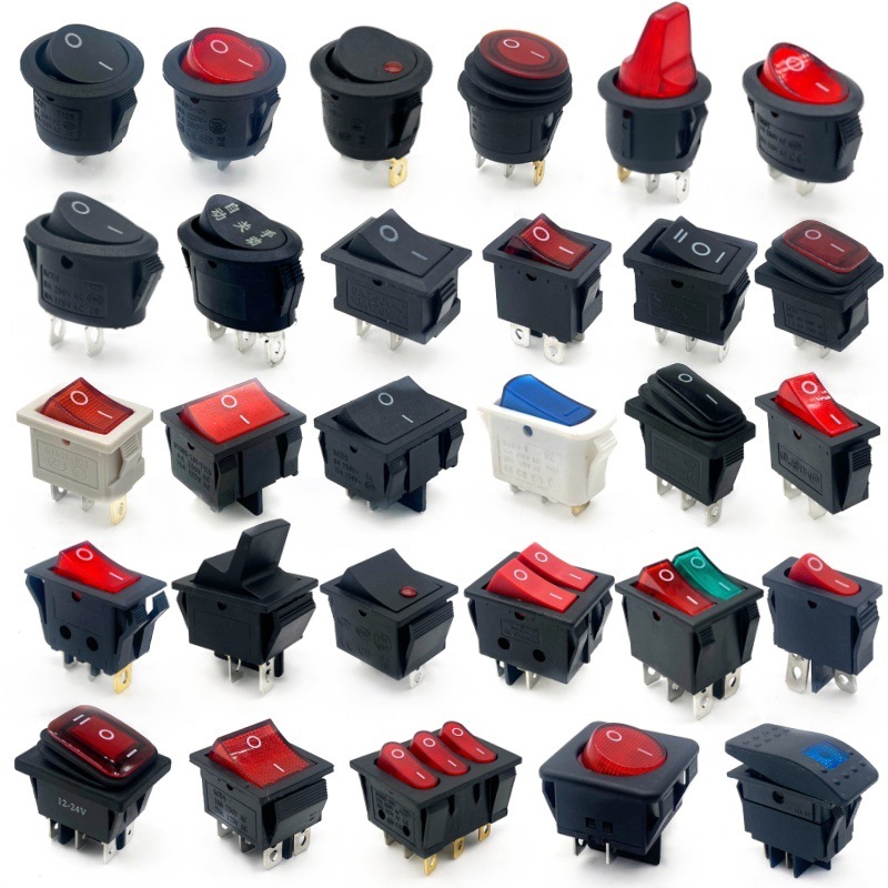 直销船型开关KCD1圆形船型开关KCD3KCD4两档带灯开关船型翘板开关