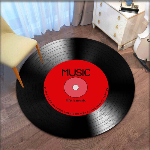 Cross-border vinyl record living room decoration carpet study balcony round chair cushion fashion personalized music non-slip floor mat
