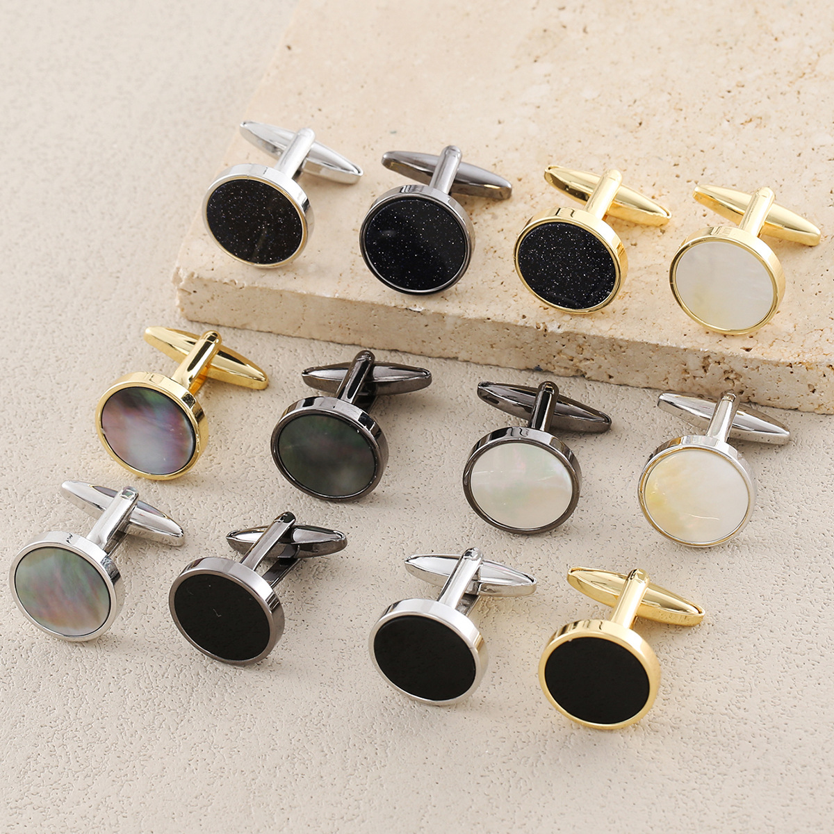 European and American Creative Fashion New Copper Material Shell Series Flat Men's Personalized Business Western Decoration Cufflinks