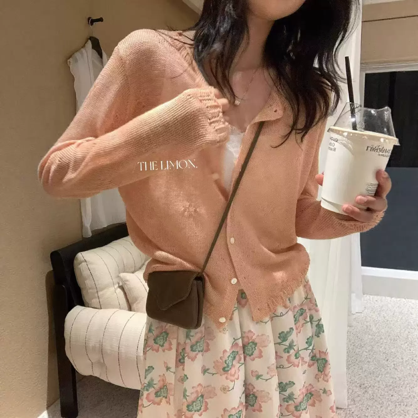 2026夏季新款圆领花边镂空薄款防晒竹节麻针织开衫女温柔甜美上衣