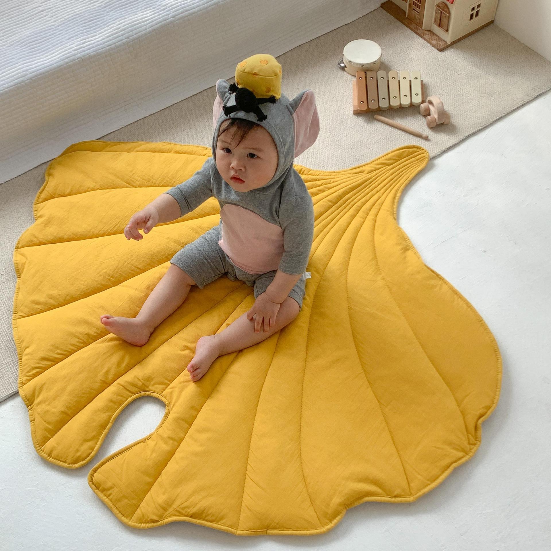 INS Estilo nórdico ginkgo hoja estera bebé de alta calidad Algodón gateando estera bebé niños Juego estera