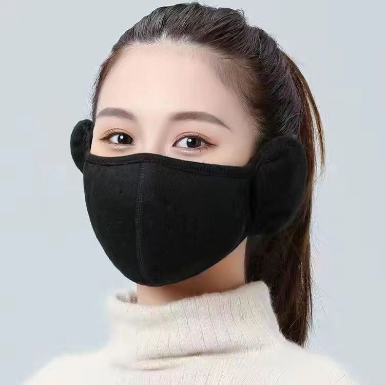 男性と女性のための冬用暖かいマスク、ポーラーフリースとベルベットの厚みのある防寒、防風、通気性のあるツーインワン暖かい耳保護マスク|undefined