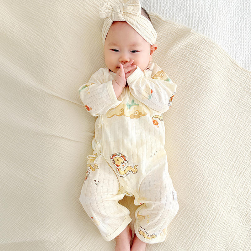 Baby Jumpsuit Summer Thin Boneless Newborn Clothes Male and Female Baby Seasonal Long-Sleeved Air-Conditioned Clothes