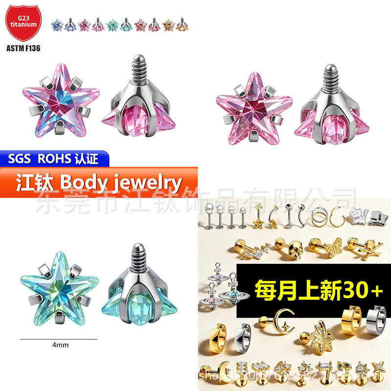 Pointed titanium steel lip stud product view