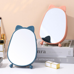 可收納小熊化妝鏡 ins宿舍鏡子立式台式化妝鏡桌面公主鏡梳妝鏡