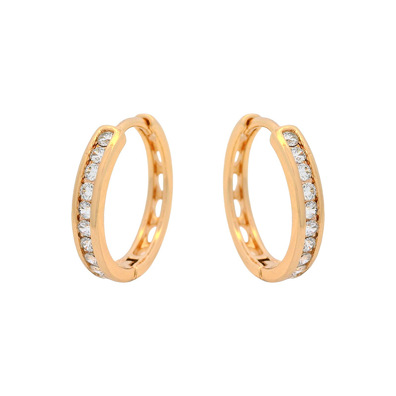 Xuping estilo ruso temperamento simple incrustado una sola fila de aretes de zircón estilo retro orejas de aleación de cobre personalizadas para mujeres