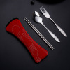 Handheld set stainless steel, tableware, fork, spoon, chopsticks, 3 piece set, Chinese style, increased thickness, Birthday gift, wholesale