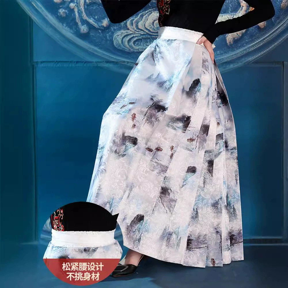 Макси-юбка костюм женский весенне-осенний маленький Повседневный модифицированный Темный классический стиль свободная эластичная талия