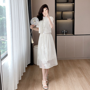 2025 Summer Wear a Complete Set of Tang Suit Zen New Chinese Style Travel Cheongsam National Style Dress Suit 8011