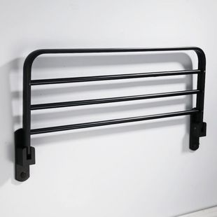 Space Aluminum Black Gun Gray Bath Towel Without Punching Dual-Use Wall-Mounted Bathroom Storage Simple Single-Layer Towel Rack with One Layer