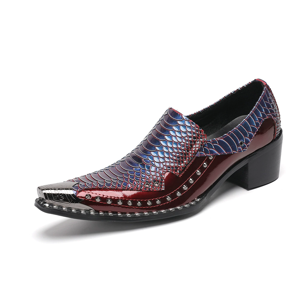 Мужские формальные кожаные туфли, европейская версия, квадратный носок, деловые оксфорды ручной работы в британском стиле, корейская версия, бордовые свадебные туфли, экспорт больших размеров.